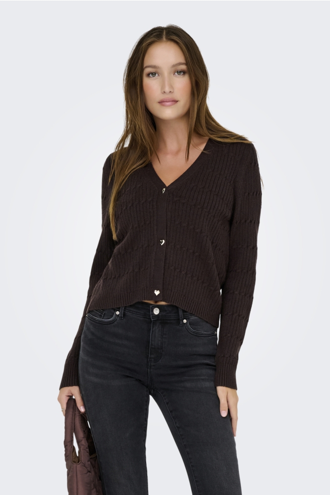 ONLKATIA LIFE LS VNECK CARDI KNT NO 15310902 BLACK COFFEE